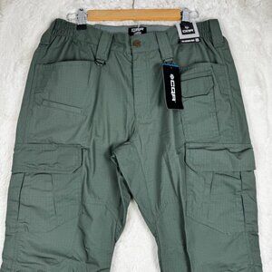 CQR Men's Utility Flex Cargo Pants Military Workwear Green Kelp Size 34x32 NEW